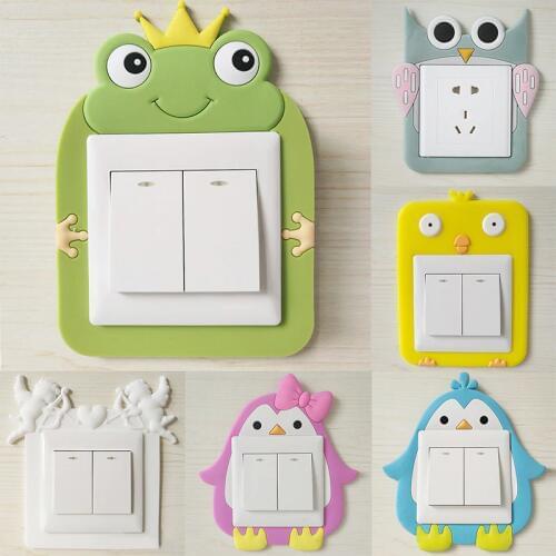 1PC Creative Power Socket Stickers Luminous Silicone Home Decoration Cartoon Waterproof Cute Switch Stickers Wall Stickers