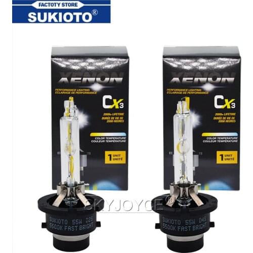 SUKIOTO 2PCS 55W HID Xenon Headlight Bulbs D2S D2R Xenon Lamp Super Bright 5500K White D4S D4R Auto Car Headlamp Bulb Light