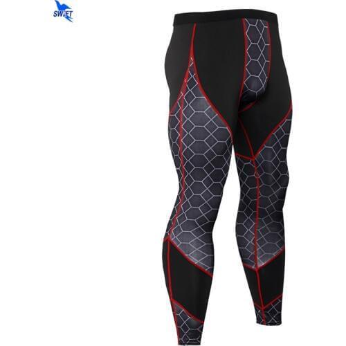 Patchwork Print Men Gym Compression Jogging Tights Sport Training Running Leggings Men Dry Fit Fitness Pants Sportswear Trousers