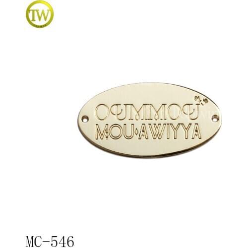 MC546 High quality sewing metal clothing label custom abaya metal logo tag