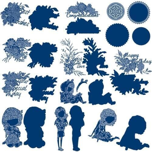 Grown Together Flowers Girls Phrase Metal Cutting Dies With Paper Cards Diy Scrapbooking Album Photo Crafts Embossing Decoration