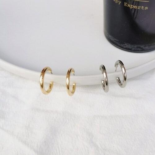 Cute C Shape Earrings Hoops Simple Daily Round Earrings Jewelry