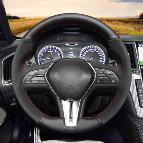 DIY Anti-Slip Wear-Resistant Steering Wheel Cover For Infiniti Q50 QX50 2018-2019 Q60 2016-2018 Car Interior Decoration