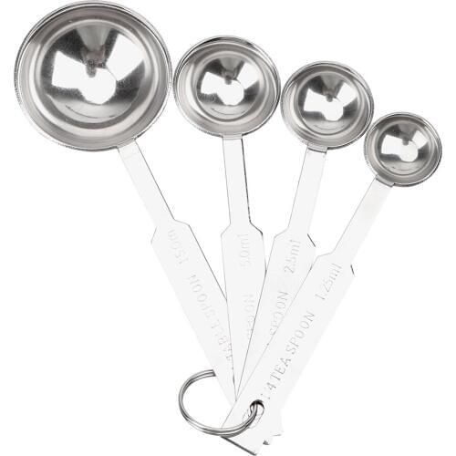 NICEYARD 1.25/2.5/5/15ml Measuring Spoon Scoop Tea Coffee Metal Measuring Cup Cooking Baking Tools 4pcs/set Stainless Steel