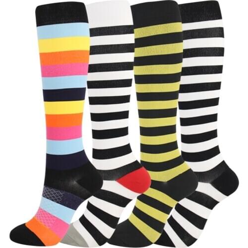 Leg Pressure Running Cycling Multi Color Compress Socks Nursing Edema Varicose Veins For Travel Flight Over Knee High Stockings