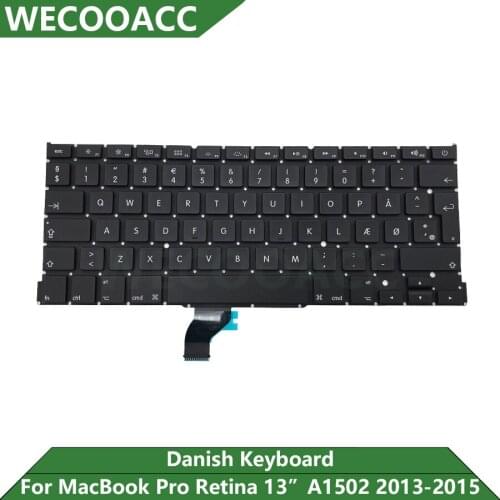 New Replacement A1502 Keyboard For Macbook Pro Retina 13" Denmark Danish Keyboard Late 2013 2014 2015 Years