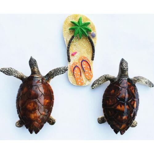 New Maldives Bali Boracay Saipan Travel Tourist Souvenir Slipper Shaped Turtle Refrigerator Magnetic Stickers Home Decorations