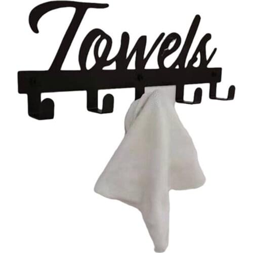 New Style Towel Rack with 5 Hooks over the Door Hook for Bathroom Kitchen Pool Beach Super Easy to Install (black)