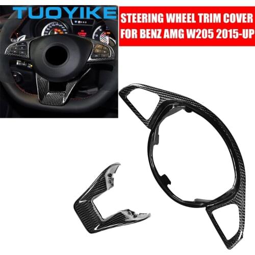 Carbon Fiber Steering Wheel Trim Cover For Mercedes BENZ AMG W205 C63 W218 W213 E63 W117 W116 W217 W176 CLS63 GLA45 GLS63 A45