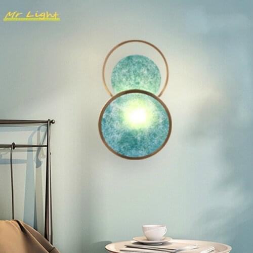 Nordic Luxury Gold LED Wall Lamp Modern Jade Blue Glass Wall Lights Lighting Loft Hotel Living Room Bedroom Home Deco Wall Lamps