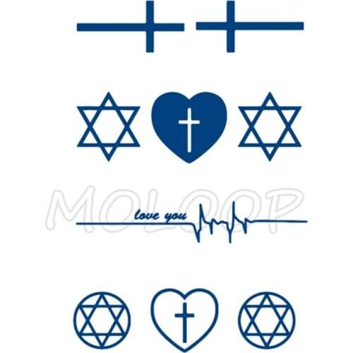 Juice Tattoo Sticker Cross Heart-beat Star Waterproof Temporary Makeup Fake Tattoos for Woman Men Body Art Lasting To 5 -15 Days