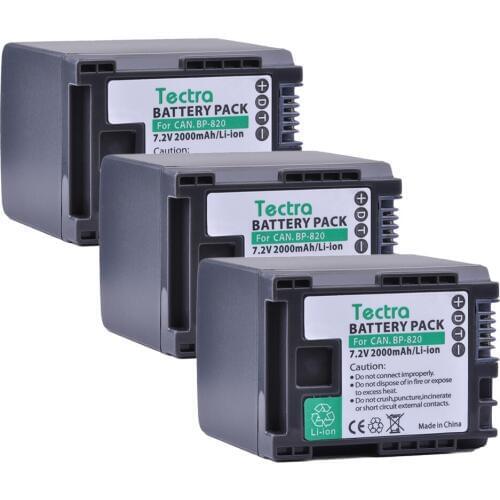 Tectra 3PCS BP-820 BP 820 BP820 Camera Li-ion Battery for Canon XA20 XA25 HFG30 HF HF M30 HF M31 HF M40