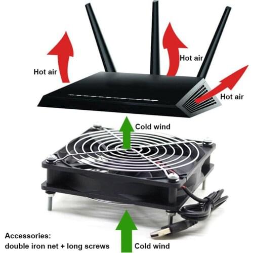 5V USB Router Cooling Fan DIY TV Box Ball Sleeve Cooler With Protective Net Desktop Cooling Fan Router Computer Cooler Fan