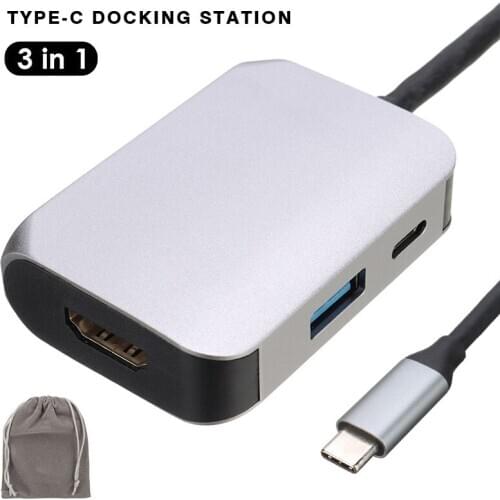 High Speed 5Gbps USB 3.0 Port Docking Station Portable Type-C to HDMI-compatible+PD+USB 3.0 3-in-1 Adapter Cable