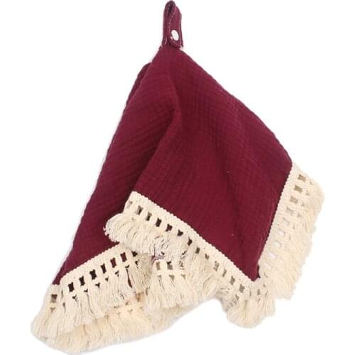 W3JF Baby Soother Appease Towel Tassel Cotton Gauze Bib Infants Comfort Sleeping Nursing Cuddling Blanket Toys Shower Gifts