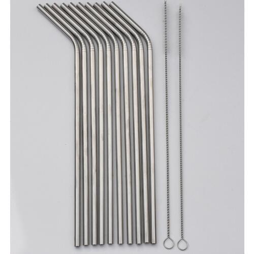 Wowshine New Free shipping 10pcs+2 brushes rust freel drinking straw stainless steel 304 diameter 6mm length 267mm