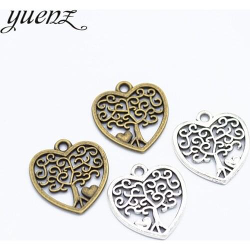 YuenZ 20 pcs New Style Fashion Two Color life Tree heart Charms Alloy Metal Pendants For DIY Jewelry Accessories Making 18*17mm