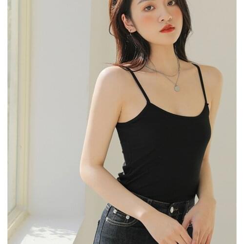 Womens Modal Sexy Camisole Outer Wear Summer Balck Bottoming Shirt Sleeveless Autumn Top Slim All-match Tank Tops Y2k Clothes