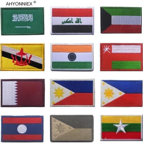 1PC 3D south asia flag India Iraq Oman Qatar flag embroidery patch country flag Patches armband backpack Stickers Clothes badge