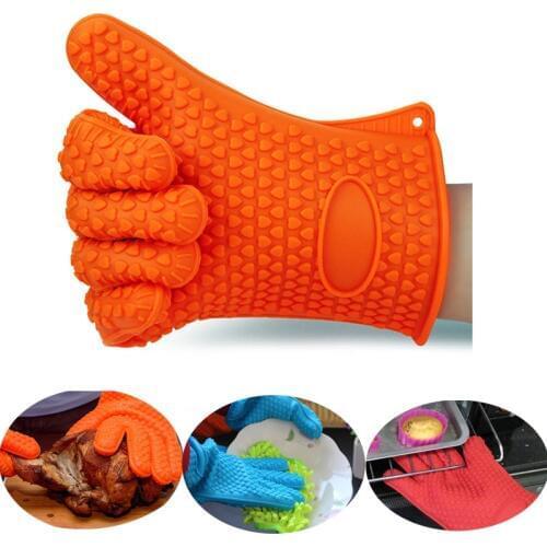 Heat Resistant BBQ Gloves Cooking Baking Oven Mit Pot Holder Mat Barbecue Mitt Vegetable Washing