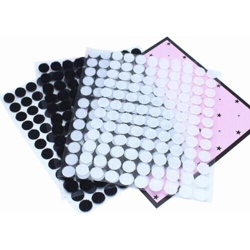 10mm 300Pairs Black and White Magic Nylon Sticker Double Sided Adhesive Hooks Loops Disks White Round DIY Fastener Tape Sewing