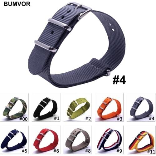 10Pcs/set Nylon Strap Nato Army Sport Watch Band Canvas Striped Wristband Substitute Dw Watch 18mm 20mm Strap Silver Buckle Belt
