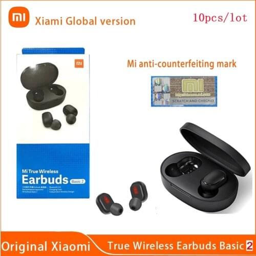 10 pieces/Lot Xiaomi Airdots 2 Global Version Wireless Bluetooth Headset Mi True Wireless Gaming Earbuds Basic 2 Automatic Link