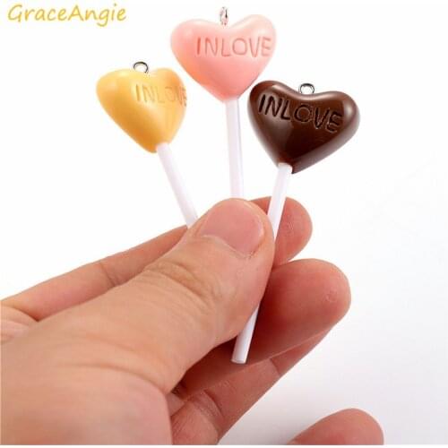 10pcs Love Hearts Candy Charms Lollipop Jewelry Findings Cute Child Girls Earrings 2.6*6.4cm Necklace Pendant DIY Bracelet Gift
