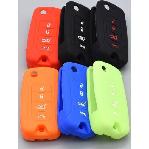 10 units Silicone Flip Folding Car Key FOB Case Cover Cap Set sleeve for Jeep Renegade hard steel 2016 Rubber protect shell