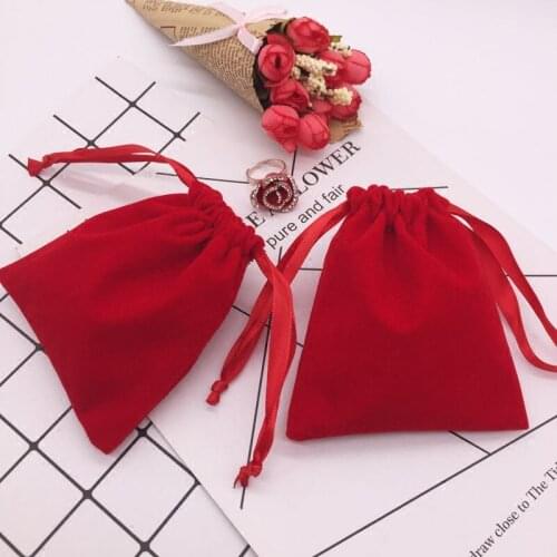 100pcs velvet drawstring jewerly bag custom 12x17cm small christmas gift sack bag