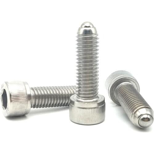 2pcs M4 Allen cylindrical head knurled bead positioning screw hex socket cup ball head spring plunger bolt 10mm-30mm length