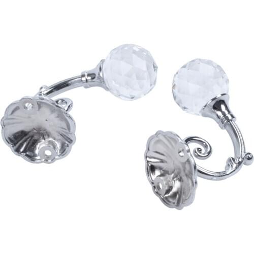 2Pcs Metal Crystal Glass Support Hook Curtain Holder Tieback Hook-ABUX