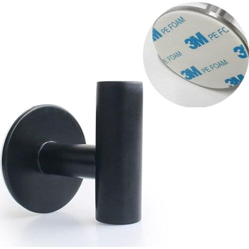 2 pcs/pack Black Stainless Steel Single Robe Adhesive Hook Wall Mounted kitchen Towel Hook Clothes Hook Bathroom Hardware