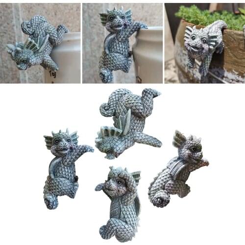 4Pcs 3D Garden Statue Decoration Handmade Flowerpot Sculpture Figure