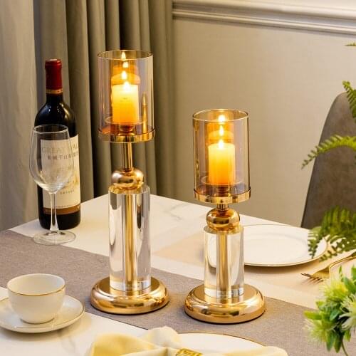Home decoration accessories candle holders Centerpiece decorative dining european metal glass Candles Holder Wedding Party Decor