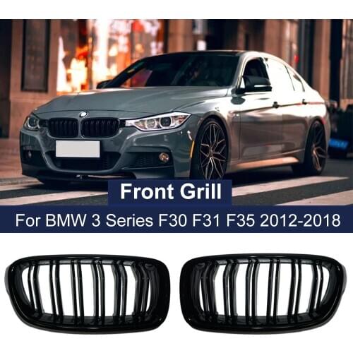 Car Gloss Black Front Bumper Grille For BMW 3-Series F30 F31 F35 2012-2018 Sport Grill Double Slat Line Grilles Kindey Grills