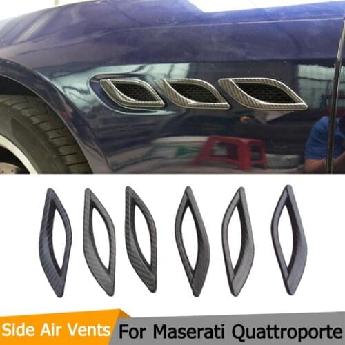 Carbon fiber car side fender air vents plug trim covers for Maserati Quattroporte 2014 2015