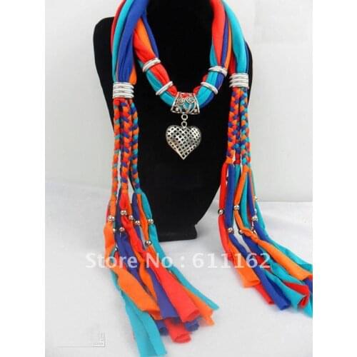 Free 2013 Hot blue Girls Scarf jewelry Pendant necklace womens Soft scarves Jewellery Mix design Fast Free Shipping