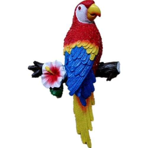 Free Shipping European Fashion Home Decor Resin Parrots 3D Wall Stickers Tropical Garden Decoration Wall Ornament 1 Piece