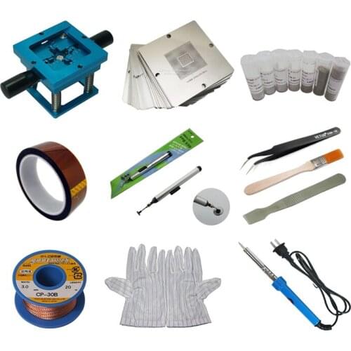 Bga Reballing Station tin Solder Ball Tape 90mm Stencils Desoldering Wick WL-3015 Pen ESD Tweezers Brush Scraper Glove