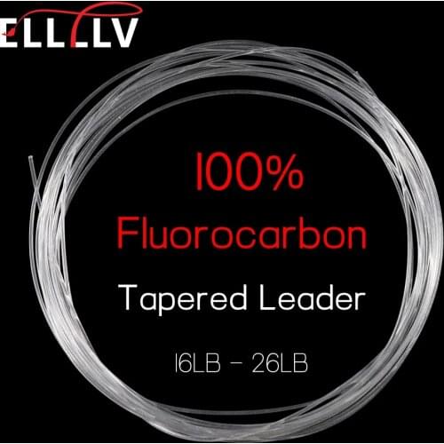 Elllv 9FT Tapered Fly Fishing Fluorocarbon Leader Line Big Game Saltwater Streamer Fly Fishing Leader Tippets 16LB - 26LB
