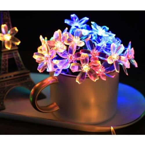 Battery Powered Cherry Blossoms Fairy String Lights for Christmas Garden Holiday Room Decoration Lights 10/20 Leds Led Lights