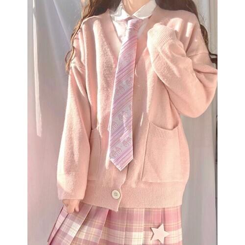 Autumn Winter Sweet Girls JK Cardigan Loose Knitted Sweater Coat Japanese Student School Uniform Women Fashion Oversize Knitwear