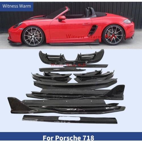 Car body kit 13pcs Carbon Fiber Front Lip Splitter Rear diffuser Side Skirts Rear Spoiler Side Air Inlet for Porsche Boxster 718
