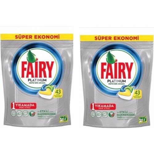 2X43 Fairy Platinum Lemon Scented Dishwasher Detergent 86 Wash