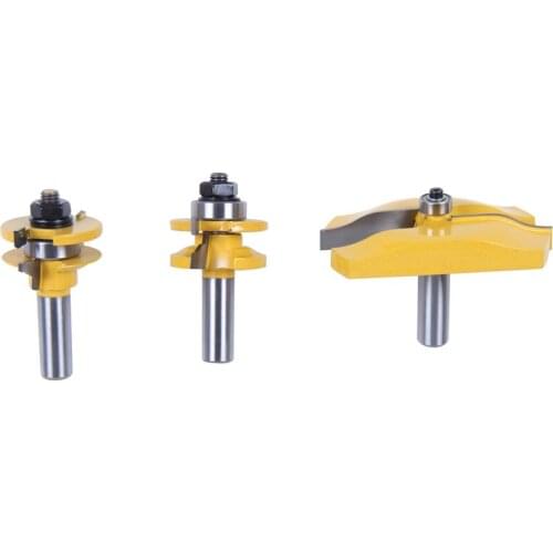 3 PCS Router Bit Set, 1/2-Inch Shaker Raised Panel Round Over Cabinet Door Router Bit Set With Back-Cutter Panel Raiser 1/2-Inch
