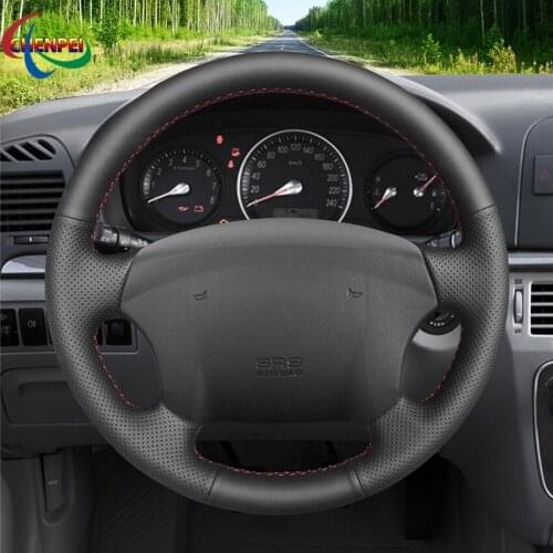 DIY Hand-Sewn Non-slip Black Leather Car Steering Wheel Cover For Kia Carens 2007-2011 Car Interior Decoration Accessories