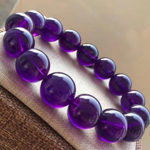 Genuine Natural Purple Amethyst Quartz Crystal Round Beads Bracelet Woman 10mm 12mm 14mm 16mm Beads Crystal Birthday Gift AAAAA