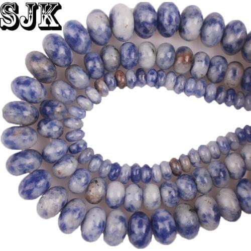 Natural Blue Dot Sodalite UFO Abacus Spacer Stone Beads Diy Necklace Bracelet Charms Beads Handmade Jewelry Making Accessories