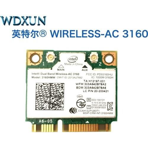 New Intel 3160HMW Dual Band Wireless AC + Bluetooth Mini PCIe card Supports 2.4 and 5.8Ghz B/G/N/AC Bands Mounting Screws